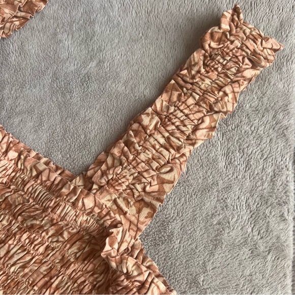 Madewell Linen-Blend Lucie Smocked Tank Mini Dress Painted Seashells Tawny Sand - Picture 6 of 12